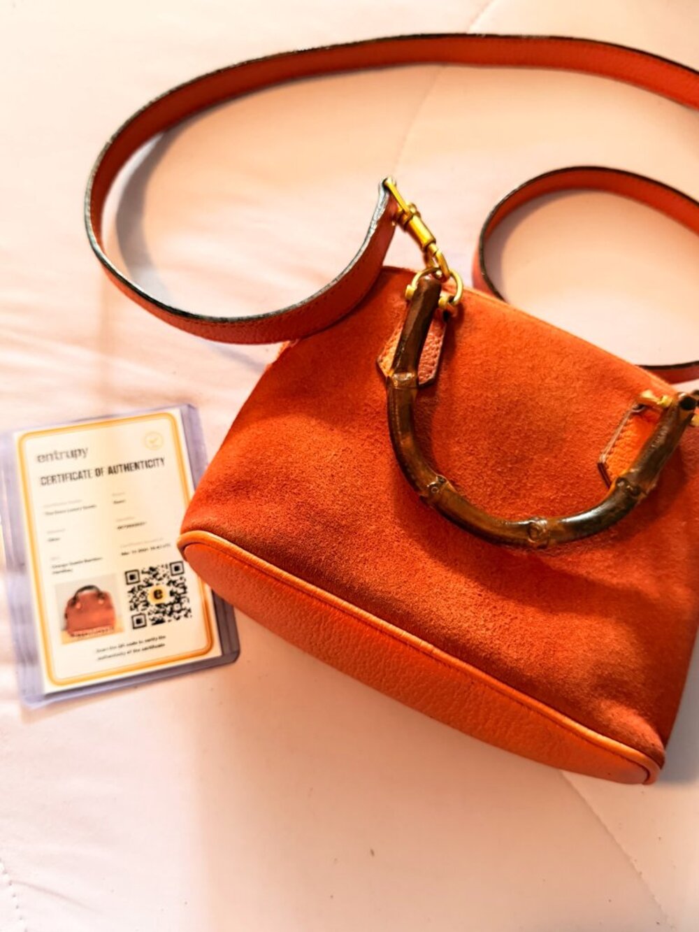 Gucci Bamboo Mini Satchel – Vibrant Orange Suede